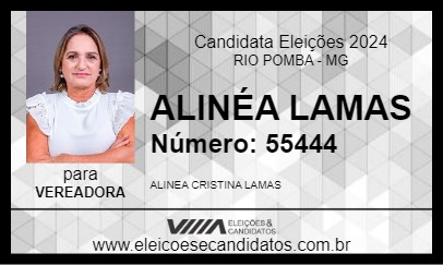 Candidato ALINÉA LAMAS 2024 - RIO POMBA - Eleições