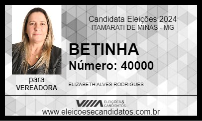 Candidato BETINHA 2024 - ITAMARATI DE MINAS - Eleições