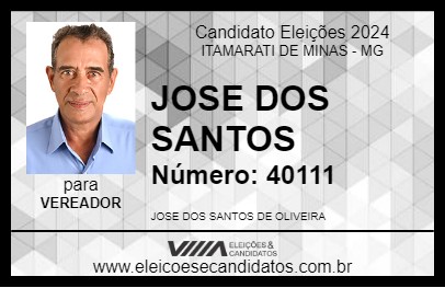 Candidato JOSE DOS SANTOS 2024 - ITAMARATI DE MINAS - Eleições