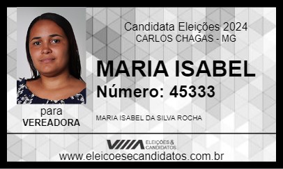 Candidato MARIA ISABEL 2024 - CARLOS CHAGAS - Eleições