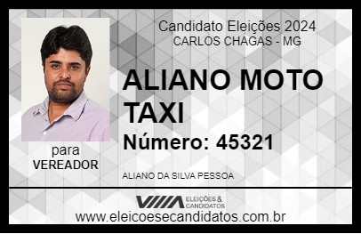 Candidato ALIANO MOTO TAXI 2024 - CARLOS CHAGAS - Eleições