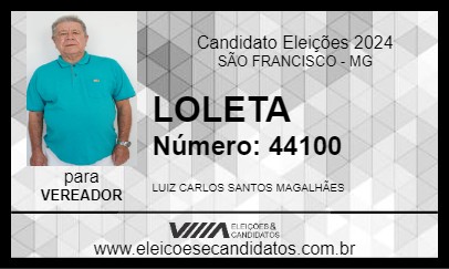 Candidato LOLETA 2024 - SÃO FRANCISCO - Eleições