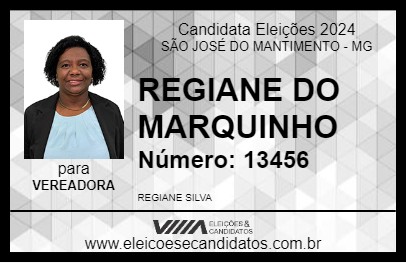 Candidato REGIANE DO MARQUINHO 2024 - SÃO JOSÉ DO MANTIMENTO - Eleições