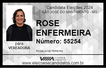 Candidato ROSE ENFERMEIRA 2024 - SÃO JOSÉ DO MANTIMENTO - Eleições