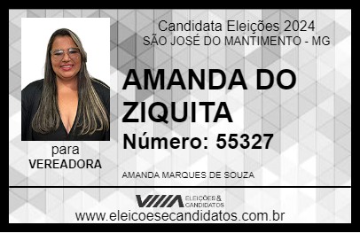 Candidato AMANDA DO ZIQUITA 2024 - SÃO JOSÉ DO MANTIMENTO - Eleições