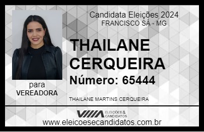 Candidato THAILANE CERQUEIRA 2024 - FRANCISCO SÁ - Eleições