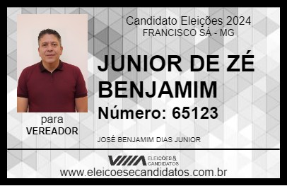 Candidato JUNIOR DE ZÉ BENJAMIM 2024 - FRANCISCO SÁ - Eleições