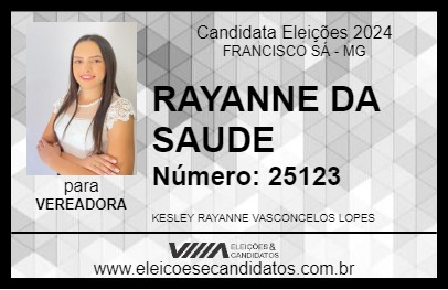 Candidato RAYANNE DA SAUDE 2024 - FRANCISCO SÁ - Eleições