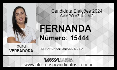 Candidato FERNANDA MEIRA 2024 - CAMPO AZUL - Eleições