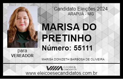 Candidato MARISA DO PRETINHO 2024 - ARAPUÁ - Eleições