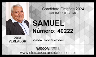 Candidato SAMUEL 2024 - CAPINÓPOLIS - Eleições