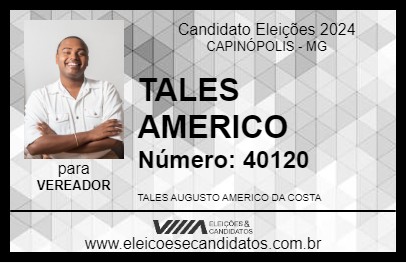 Candidato TALES AMERICO 2024 - CAPINÓPOLIS - Eleições