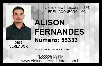 Candidato ALISON FERNANDES 2024 - FREI LAGONEGRO - Eleições