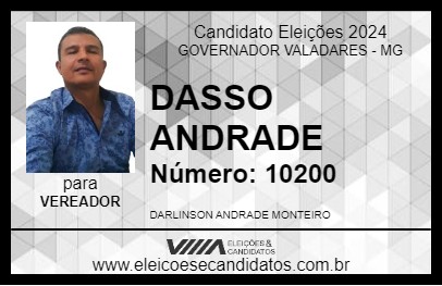 Candidato DASSO ANDRADE 2024 - GOVERNADOR VALADARES - Eleições