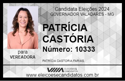 Candidato PATRÍCIA CASTÓRIA 2024 - GOVERNADOR VALADARES - Eleições