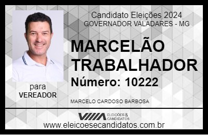 Candidato MARCELÃO TRABALHADOR 2024 - GOVERNADOR VALADARES - Eleições