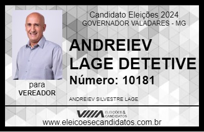 Candidato ANDREIEV LAGE DETETIVE 2024 - GOVERNADOR VALADARES - Eleições