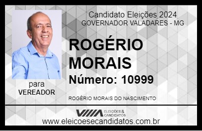 Candidato ROGÉRIO MORAIS 2024 - GOVERNADOR VALADARES - Eleições