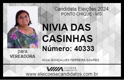 Candidato NIVIA DAS CASINHAS 2024 - PONTO CHIQUE - Eleições