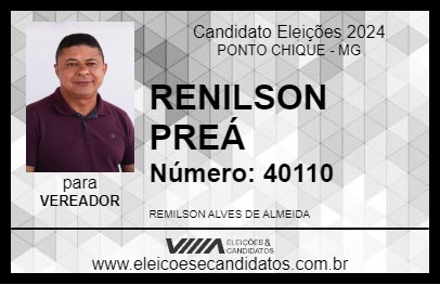 Candidato RENILSON PREÁ 2024 - PONTO CHIQUE - Eleições