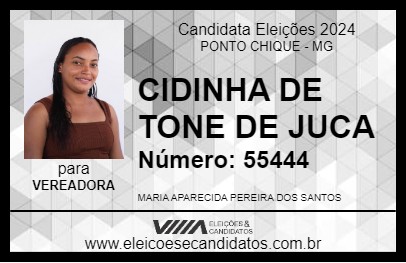 Candidato CIDINHA DE TONE DE JUCA 2024 - PONTO CHIQUE - Eleições