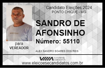 Candidato SANDRO DE AFONSINHO 2024 - PONTO CHIQUE - Eleições