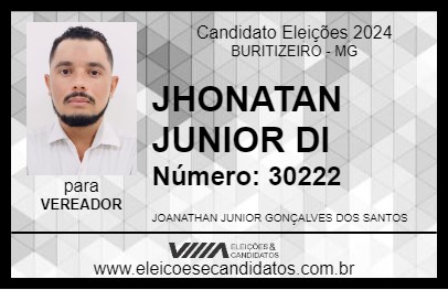 Candidato JHONATAN JUNIOR DI 2024 - BURITIZEIRO - Eleições