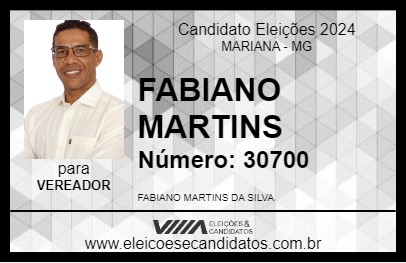 Candidato FABIANO MARTINS 2024 - MARIANA - Eleições