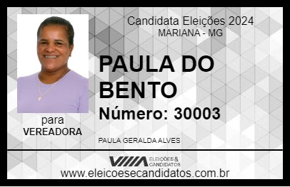 Candidato PAULA DO BENTO 2024 - MARIANA - Eleições