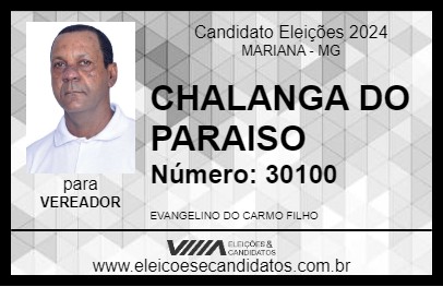 Candidato CHALANGA DO PARAISO 2024 - MARIANA - Eleições