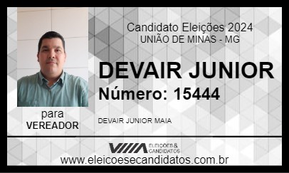 Candidato DEVAIR JUNIOR 2024 - UNIÃO DE MINAS - Eleições