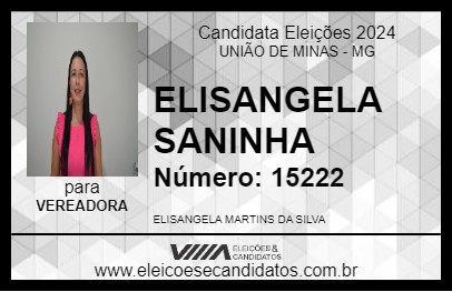 Candidato ELISANGELA SANINHA 2024 - UNIÃO DE MINAS - Eleições