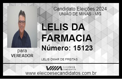 Candidato LELIS DA FARMACIA 2024 - UNIÃO DE MINAS - Eleições