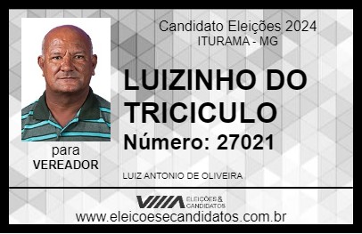 Candidato LUIZINHO DO TRICICLO 2024 - ITURAMA - Eleições