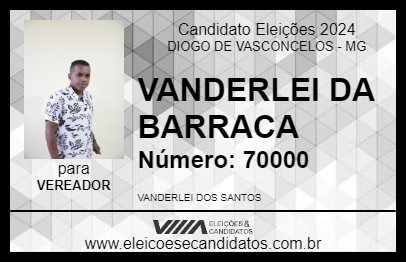 Candidato VANDERLEI DA BARRACA 2024 - DIOGO DE VASCONCELOS - Eleições