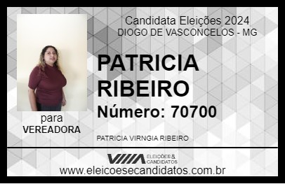 Candidato PATRICIA RIBEIRO 2024 - DIOGO DE VASCONCELOS - Eleições