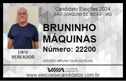 Candidato BRUNINHO MÁQUINAS 2024 - SÃO JOAQUIM DE BICAS - Eleições