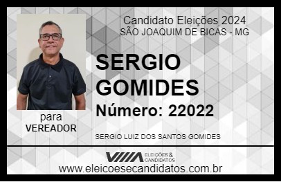 Candidato SERGIO GOMIDES 2024 - SÃO JOAQUIM DE BICAS - Eleições