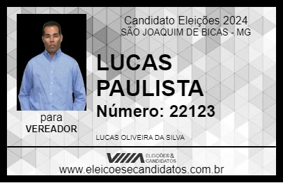 Candidato LUCAS PAULISTA 2024 - SÃO JOAQUIM DE BICAS - Eleições