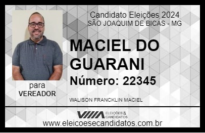 Candidato MACIEL DO GUARANI 2024 - SÃO JOAQUIM DE BICAS - Eleições