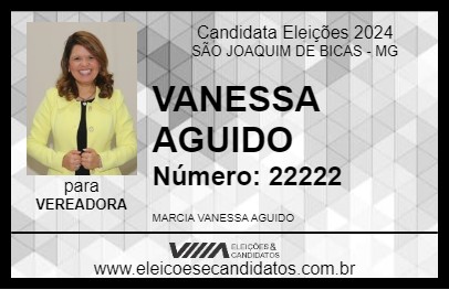 Candidato VANESSA AGUIDO 2024 - SÃO JOAQUIM DE BICAS - Eleições