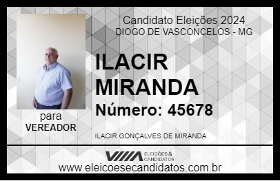 Candidato ILACIR MIRANDA 2024 - DIOGO DE VASCONCELOS - Eleições