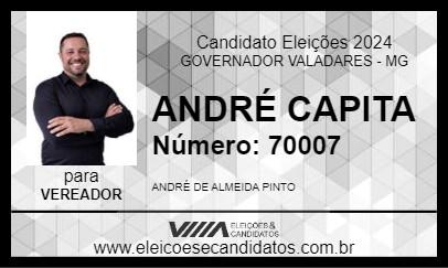 Candidato ANDRÉ CAPITA 2024 - GOVERNADOR VALADARES - Eleições