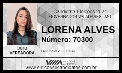 Candidato LORENA ALVES 2024 - GOVERNADOR VALADARES - Eleições