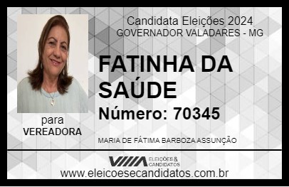 Candidato FATINHA DA SAÚDE 2024 - GOVERNADOR VALADARES - Eleições