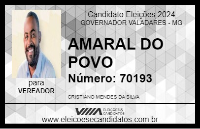 Candidato AMARAL DO POVO 2024 - GOVERNADOR VALADARES - Eleições