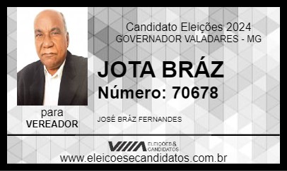 Candidato JOTA BRÁZ 2024 - GOVERNADOR VALADARES - Eleições