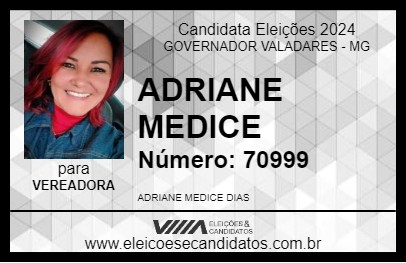 Candidato ADRIANE MEDICE 2024 - GOVERNADOR VALADARES - Eleições