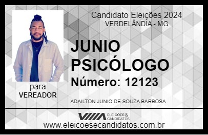 Candidato JUNIO PSICÓLOGO 2024 - VERDELÂNDIA - Eleições