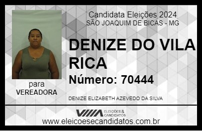 Candidato DENIZE DO VILA RICA 2024 - SÃO JOAQUIM DE BICAS - Eleições